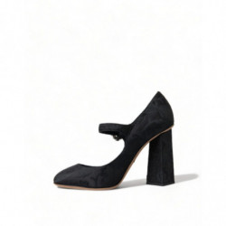 Scarpe décolleté Mary Jane con tacco in broccato nero - EU36.5/US6