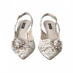 Scarpe slingback in cristallo bianco pizzo Taormina - EU38/US7.5