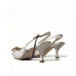 Scarpe slingback in cristallo bianco pizzo Taormina - EU38/US7.5