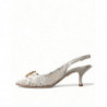 Scarpe slingback in cristallo bianco pizzo Taormina - EU38/US7.5
