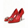 Scarpe décolleté tacco cristallo pizzo rosso Taormina - EU36/US5.5