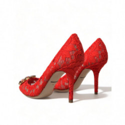 Scarpe décolleté tacco cristallo pizzo rosso Taormina - EU36/US5.5