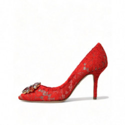 Scarpe décolleté tacco cristallo pizzo rosso Taormina - EU36/US5.5