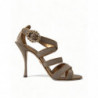 Sandali con tacco e cinturino in cristallo color bronzo - EU40/US9.5