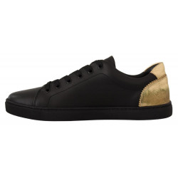 Scarpe da ginnastica basse in pelle nera dorata - EU37/US6.5