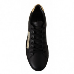 Scarpe da ginnastica basse in pelle nera dorata - EU37/US6.5