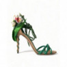 Scarpe sandali con tacco in raso con fiori verdi - EU39/US8.5