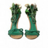 Scarpe sandali con tacco in raso con fiori verdi - EU39/US8.5
