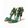 Scarpe sandali con tacco in raso con fiori verdi - EU39/US8.5