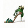Scarpe sandali con tacco in raso con fiori verdi - EU39/US8.5