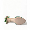 Scarpe sandali con tacco in raso con fiori verdi - EU39/US8.5