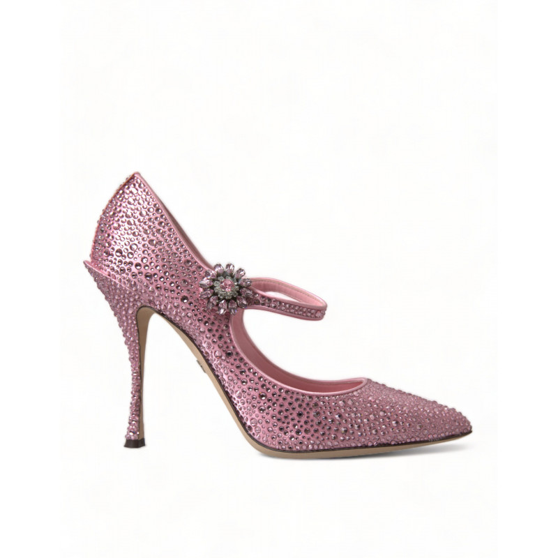 Scarpe décolleté con tacco in cristallo rosa strass - EU40.5/US10