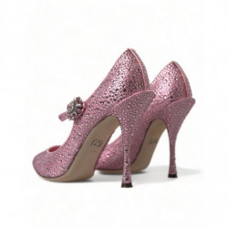 Scarpe décolleté con tacco in cristallo rosa strass - EU40.5/US10