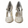 Scarpe sandali con tacco in cristalli di pizzo bianco - EU40/US9.5