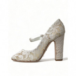 Scarpe sandali con tacco in cristalli di pizzo bianco - EU40/US9.5