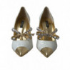 Scarpe décolleté Mary Jane bianche con perle di cristallo - EU38/US7.5