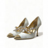 Scarpe décolleté Mary Jane bianche con perle di cristallo - EU38/US7.5