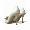 Scarpe décolleté Mary Jane bianche con perle di cristallo - EU38/US7.5