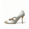 Scarpe décolleté Mary Jane bianche con perle di cristallo - EU38/US7.5