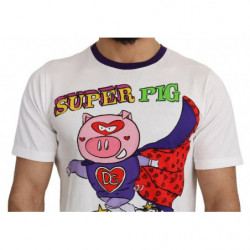 T-shirt Super Power Pig in cotone bianco - IT56 - XXL