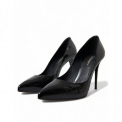 Scarpe con tacco décolleté in pelle verniciata nera - EU36/US5.5