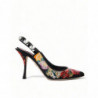 Scarpe slingback con tacco in cristallo floreale nero - EU37/US6.5
