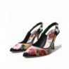 Scarpe slingback con tacco in cristallo floreale nero - EU37/US6.5