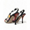 Scarpe slingback con tacco in cristallo floreale nero - EU37/US6.5