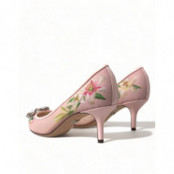 Scarpe décolleté con tacco in cristallo floreale rosa - EU36/US5.5