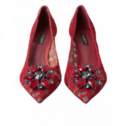 Scarpe décolleté tacco cristallo pizzo rosso Taormina - EU37/US6.5