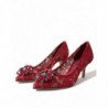 Scarpe décolleté tacco cristallo pizzo rosso Taormina - EU37/US6.5