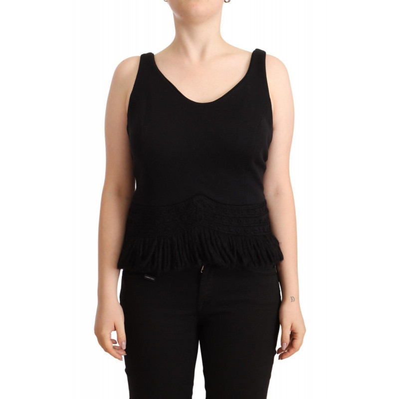 Canotta casual senza maniche in cotone nero - IT2 - S