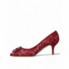 Scarpe décolleté tacco cristallo pizzo rosso Taormina - EU37/US6.5