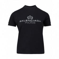 T-shirt in viscosa nera con...