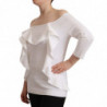 Camicetta bianca da donna maniche lunghe spalle scoperte - IT44-L
