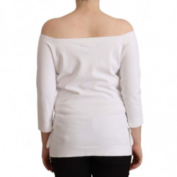 Camicetta bianca da donna maniche lunghe spalle scoperte - IT44-L