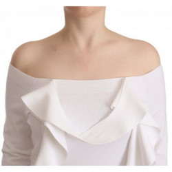 Camicetta bianca da donna maniche lunghe spalle scoperte - IT44-L