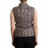 Camicetta senza maniche in pelle con gilet nero marrone - IT40-S