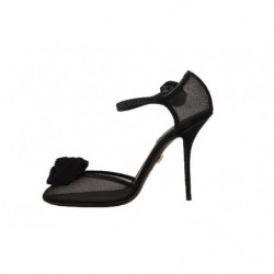 Scarpe décolleté tacco alto cinturino alla caviglia rete nera - EU3