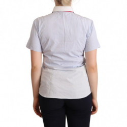 Polo con colletto a maniche corte in cotone azzurro - IT46-XL