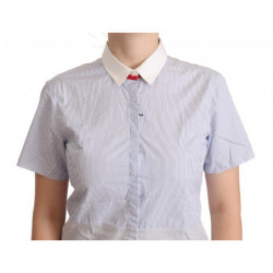 Polo con colletto a maniche corte in cotone azzurro - IT46-XL
