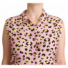 Polo senza maniche con colletto e stampa leopardata rosa - IT46-XL