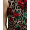 Abito a trapezio in lana con rose rosse leopardate marroni - IT36 - XS