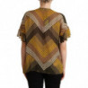 Camicetta scollo tondo maniche corte righe multicolori - IT42-M