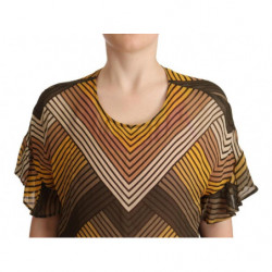 Camicetta scollo tondo maniche corte righe multicolori - IT42-M
