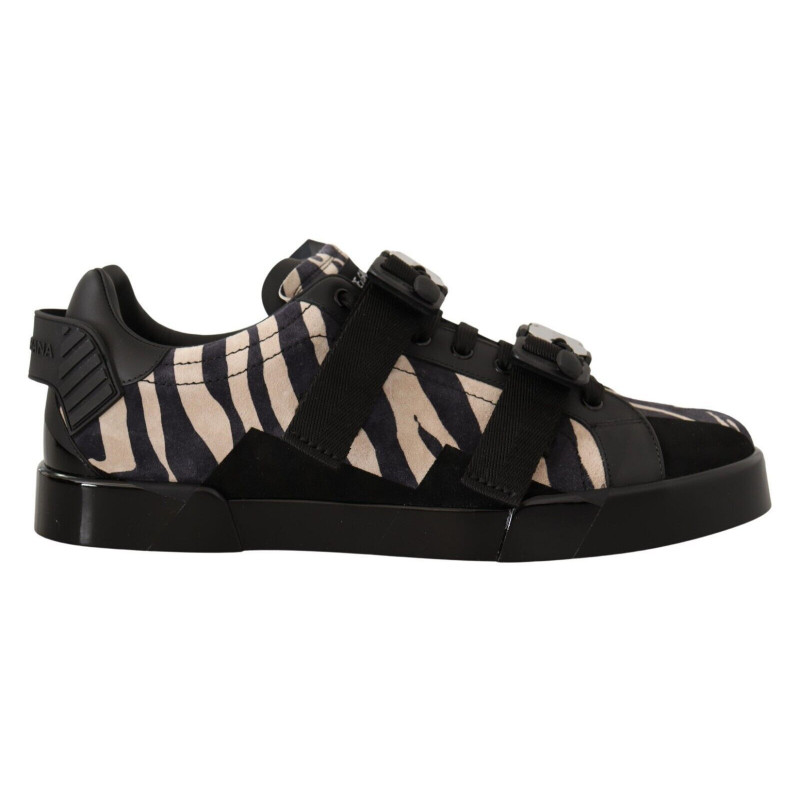 Scarpe da ginnastica gomma scamosciata zebrata bianca nera - EU44/US11