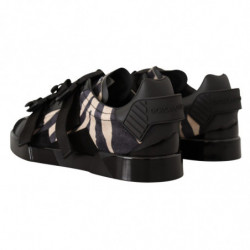 Scarpe da ginnastica gomma scamosciata zebrata bianca nera - EU44/US11