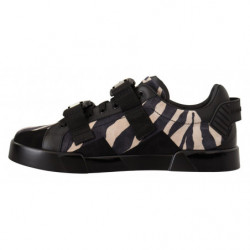 Scarpe da ginnastica gomma scamosciata zebrata bianca nera - EU44/US11