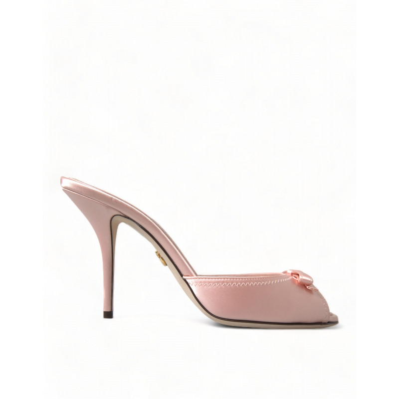 Sandali con tacco slip on in raso rosa - EU40/US9.5