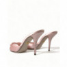 Sandali con tacco slip on in raso rosa - EU40/US9.5